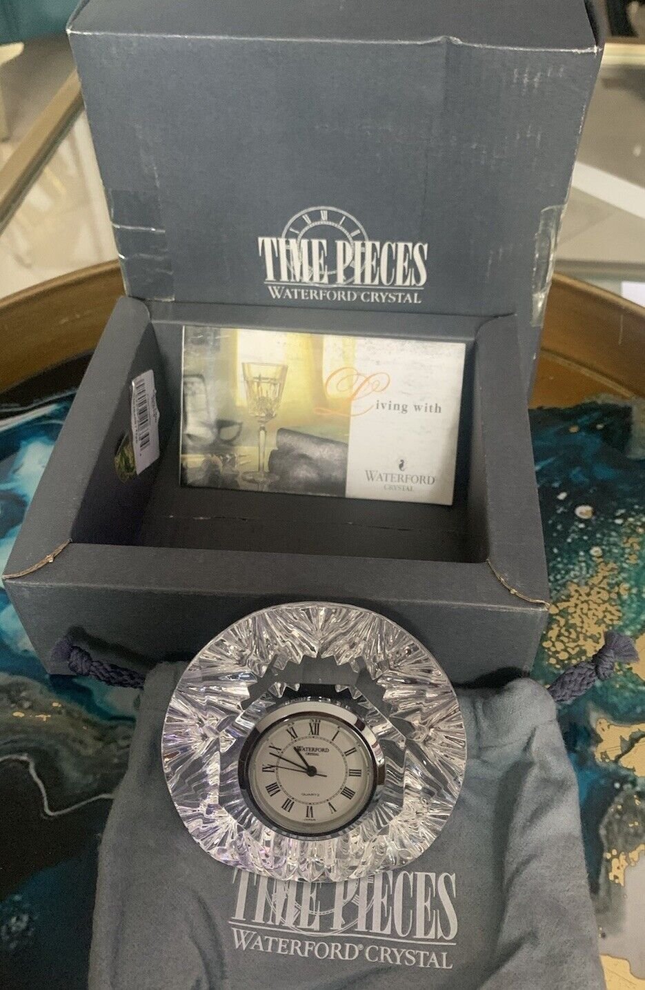 Waterford Crystal Desk Paperweight Clock 3 x 3” New