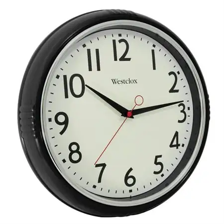 Westclox 12 ” Black Retro Analog Quartz Accurate Wall Clock with Easy to Read Dial photo