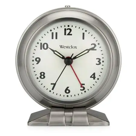 Westclox Silver Metal Analog Alarm Clock Sleek and Elegant, with Precision Timekeeping
