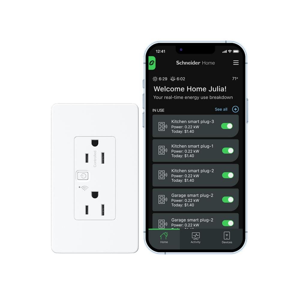 X Series 15 Amp 125-Volt Receptable Decorator Outlet Smart Wifi Matter White...