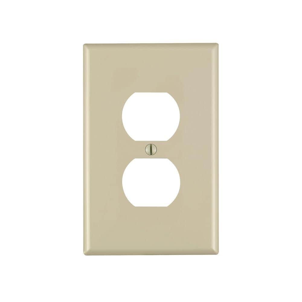 1-Gang Ivory Duplex Outlet/Receptacle Nylon Midway/Midsize Wall Plate (1-Pack) 00PJ8-00I