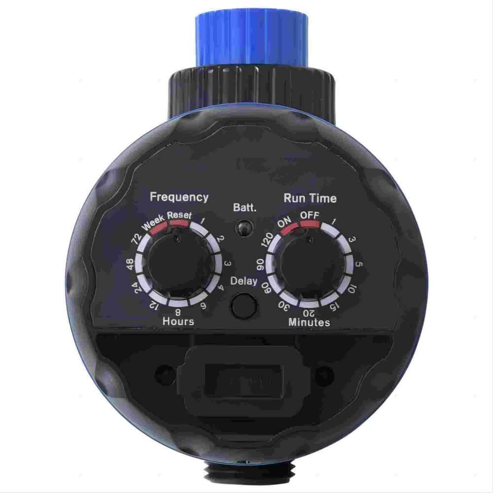 1-Zone Outdoor Single Outlet Water Timer Irrigation Controller with Ball Valves in...