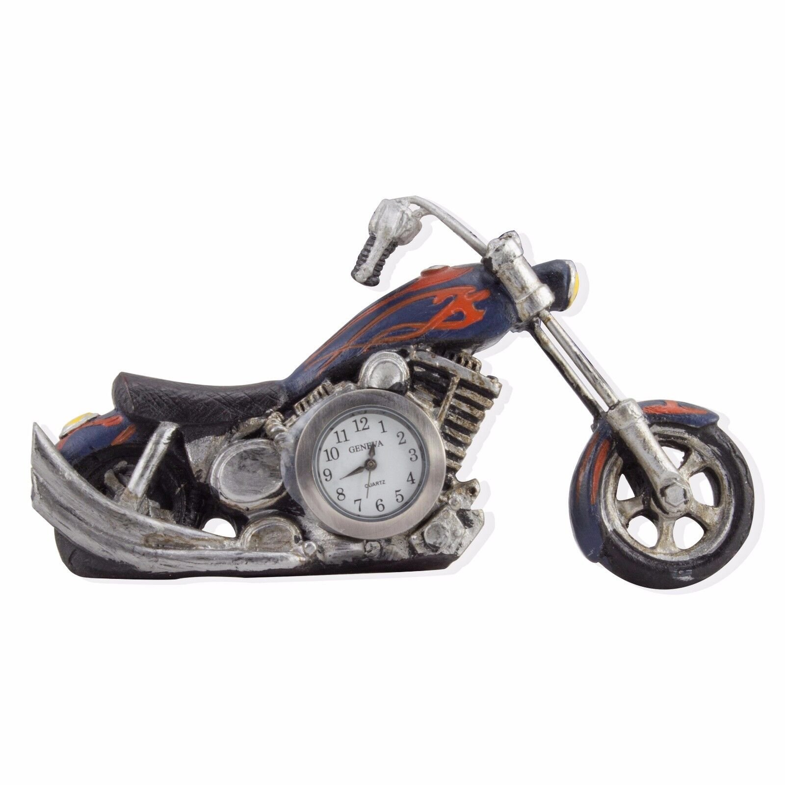 10022050 Geneva Clock Co. Mini Table Top Analog Quartz Clock - Motorcycle