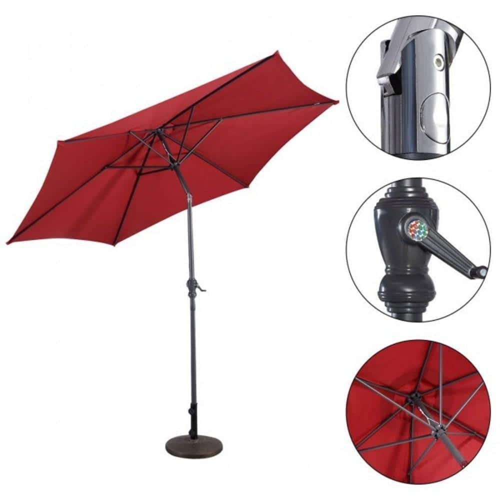 10 ft. Market Patio Umbrella in Wine with Tilt Adjustment and Crank