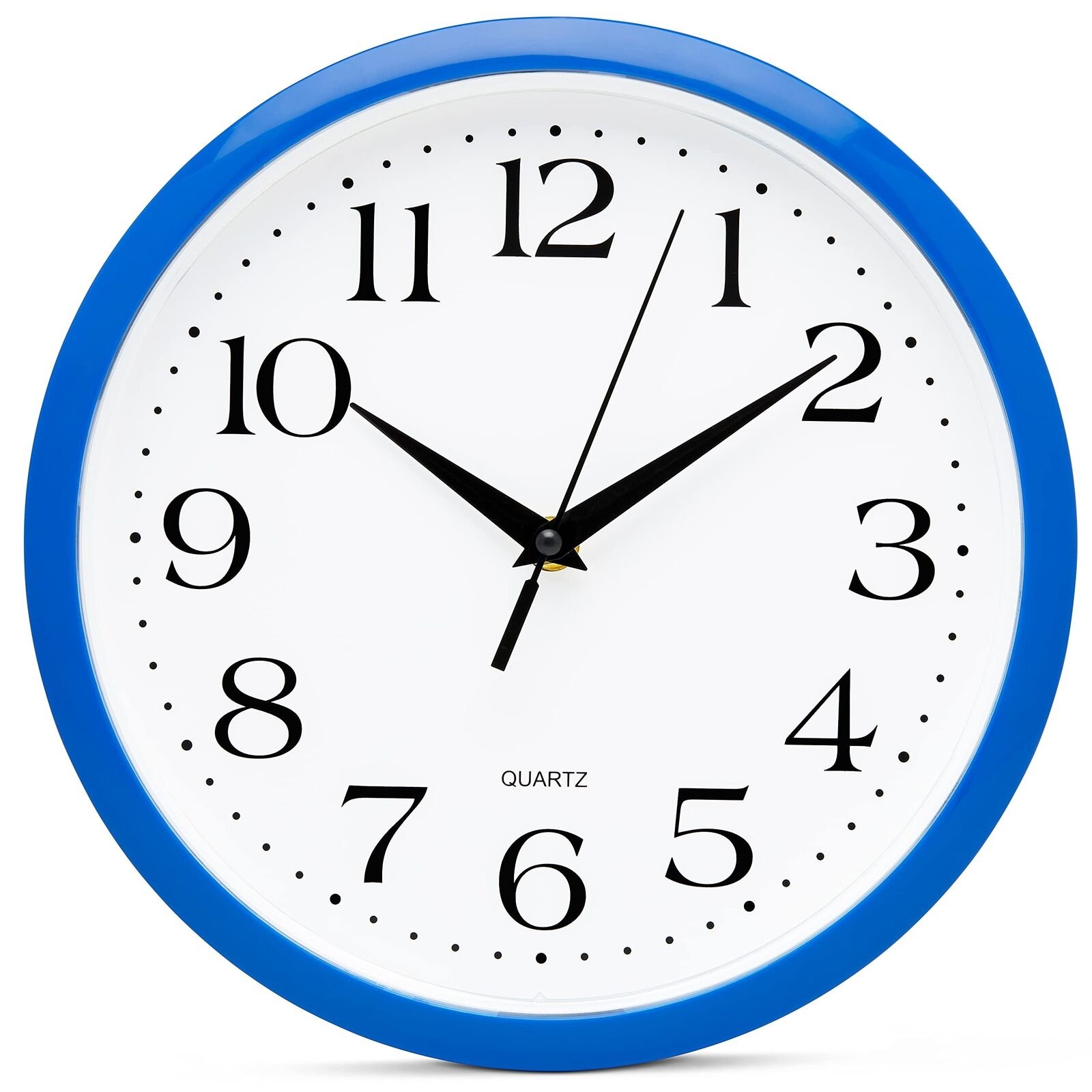 10 Inch Blue Quartz Analog Wall Clock - Silent Easy to Read Quality Constru