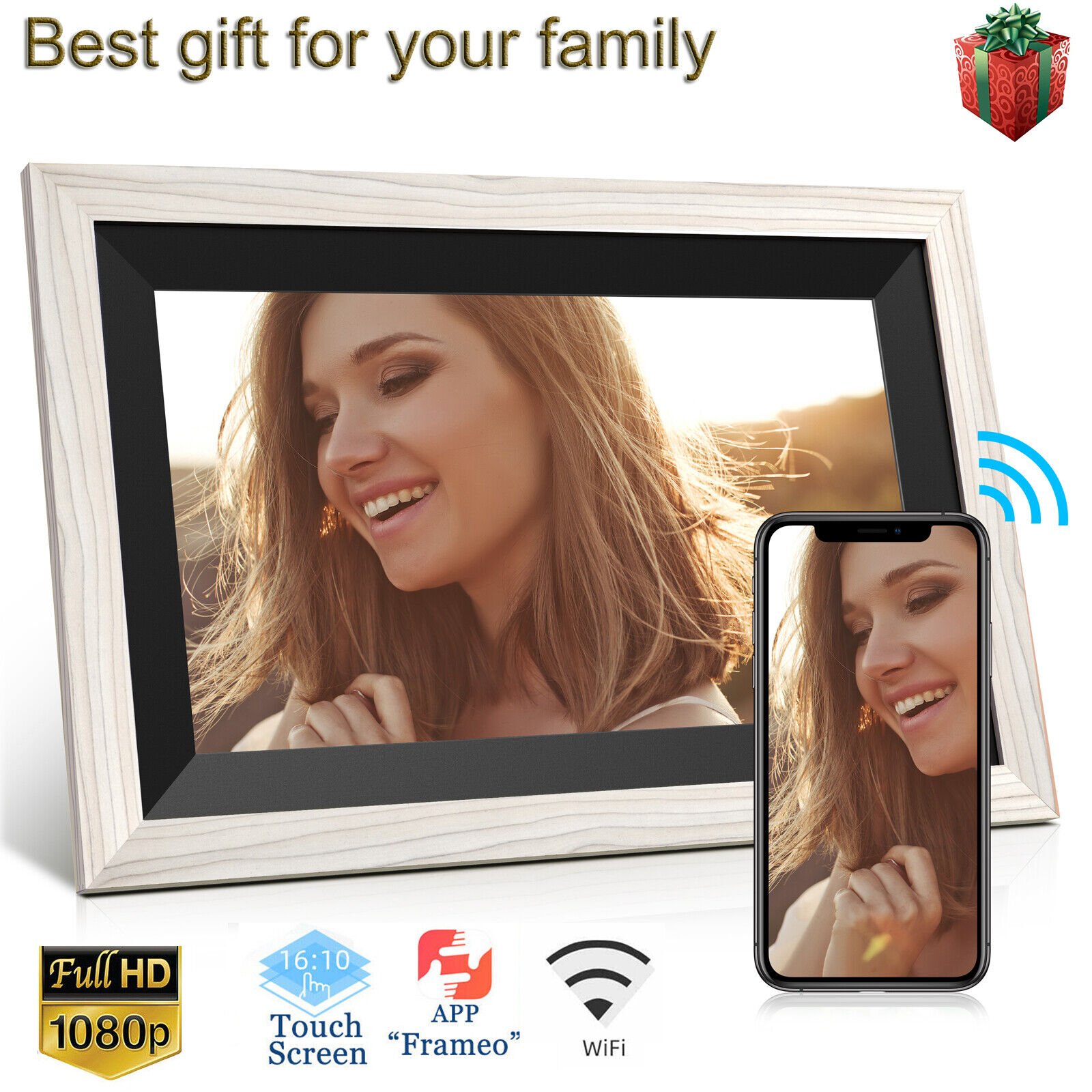 10 Inch WiFi Digital Picture Frame IPS Touch Screen Smart Cloud Photo Frame 16GB