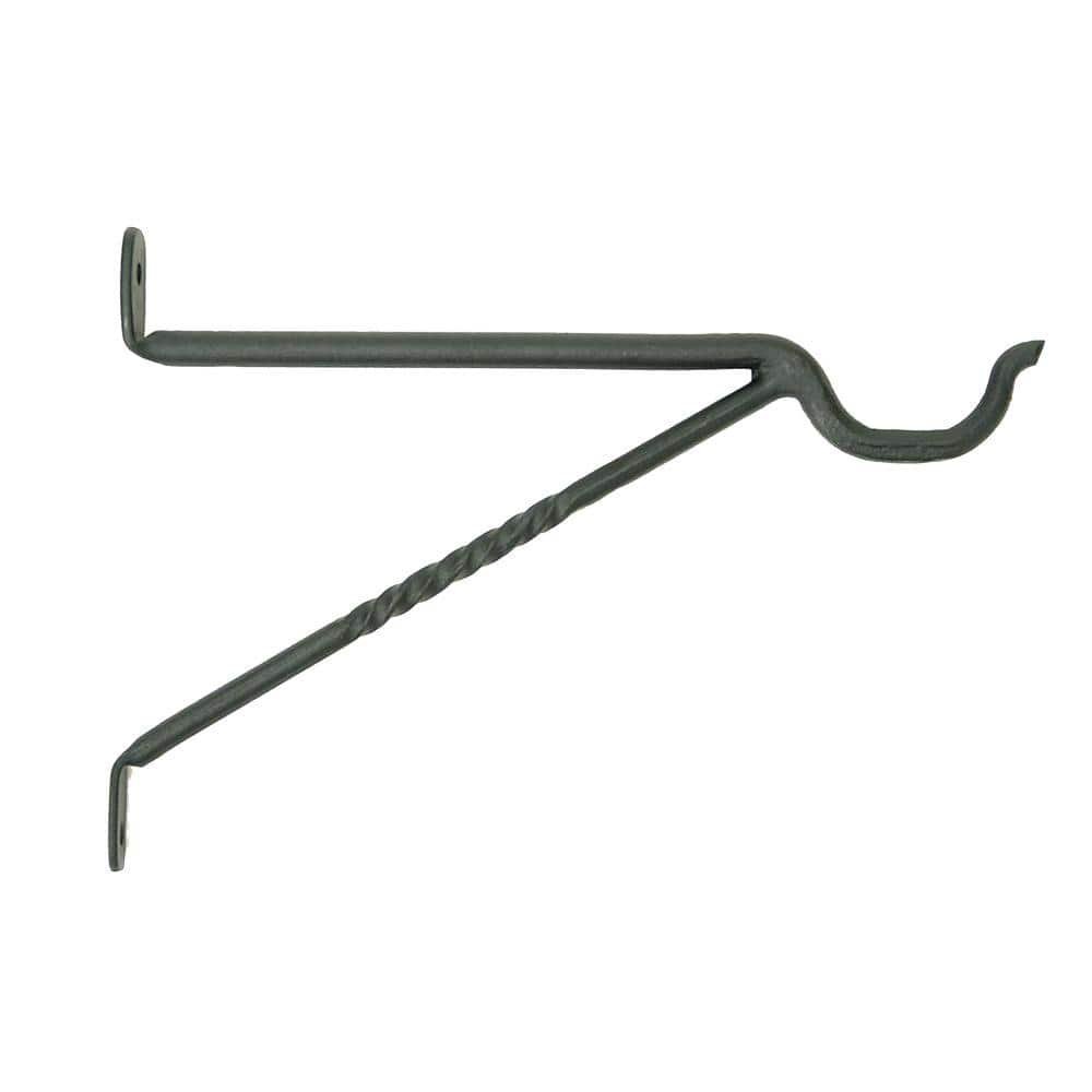 10 in. W Black Powder Coat Metal Lantern Bracket with 2 Legs...