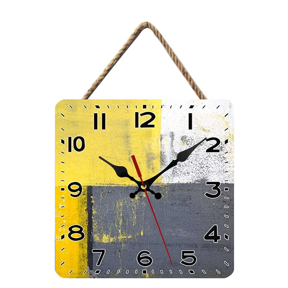 10 In Wooden Wall Clock Retro Square Silent Hanging Clocks For Living Room Decor