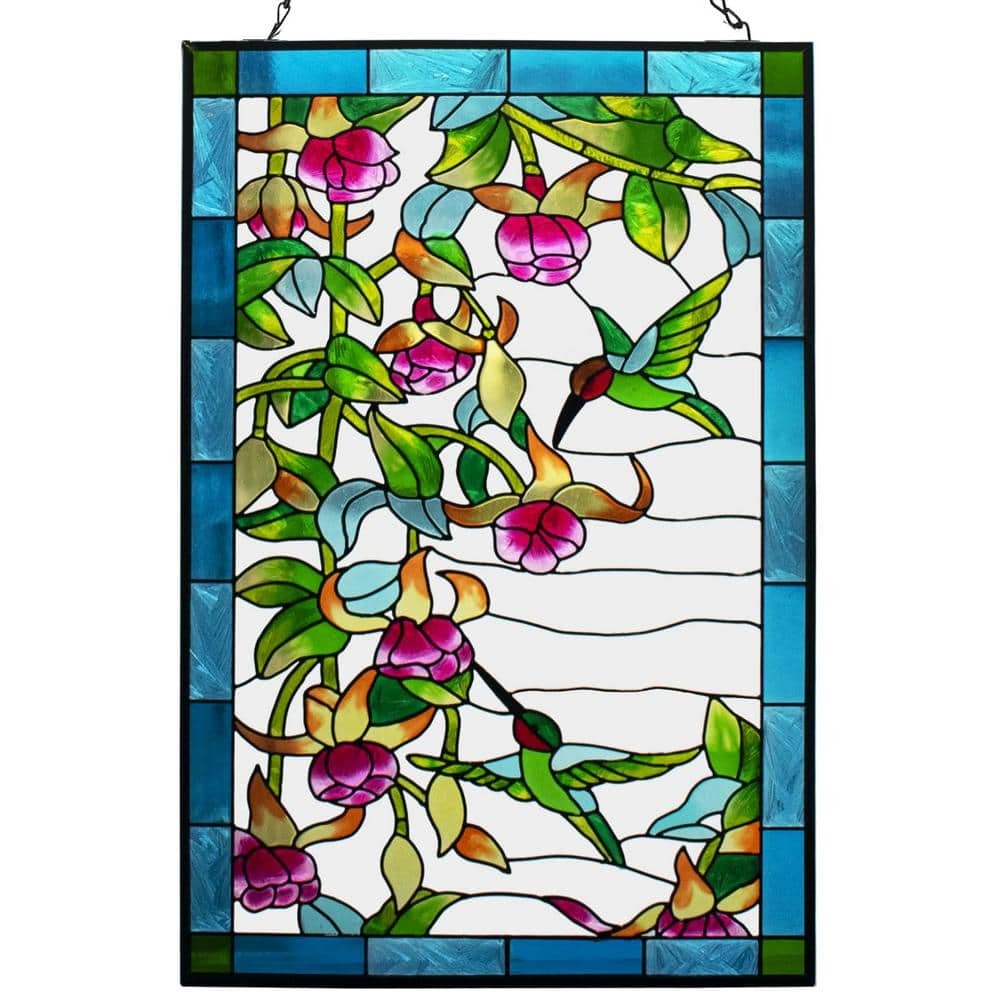 10 in. W x 15 in. H Hummingbird Stained Glass Window Hangings,...
