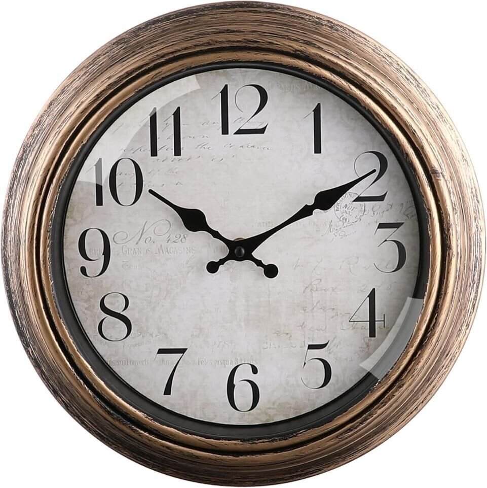 10" Silent Wall Clock Retro Wall Clocks Antique Clock Vintage Decorative Bronze