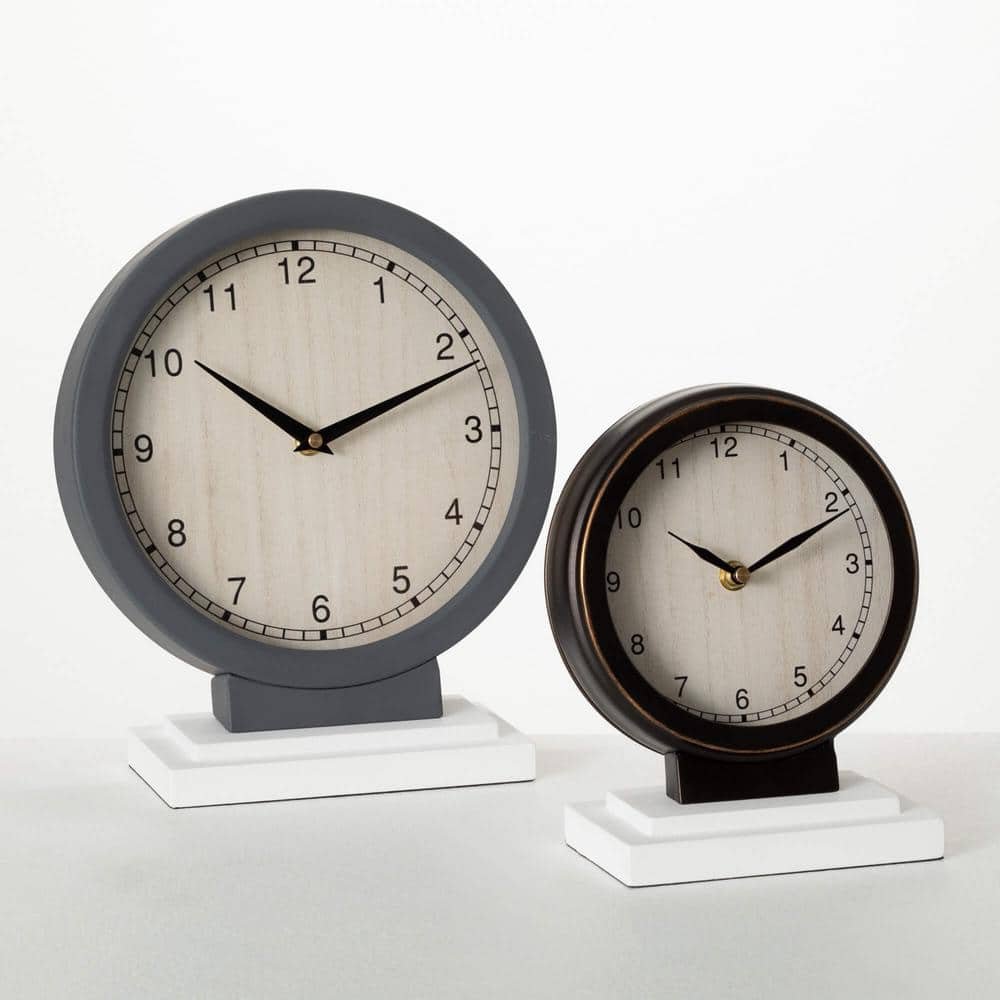 11.75 in. And 8.75 in. Retro Analog Table Clock Set of 2,...