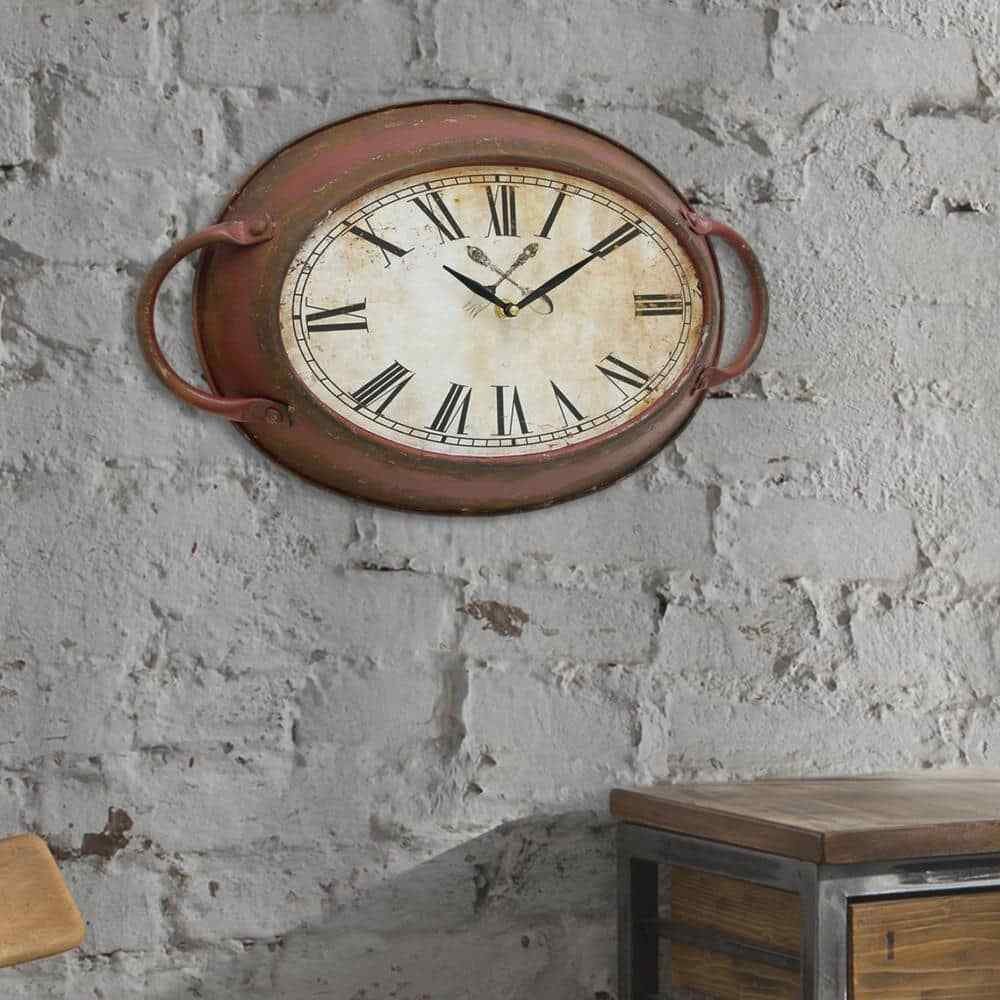 11 in. x 16.5 in. Metal Oval Wall Clock,hot