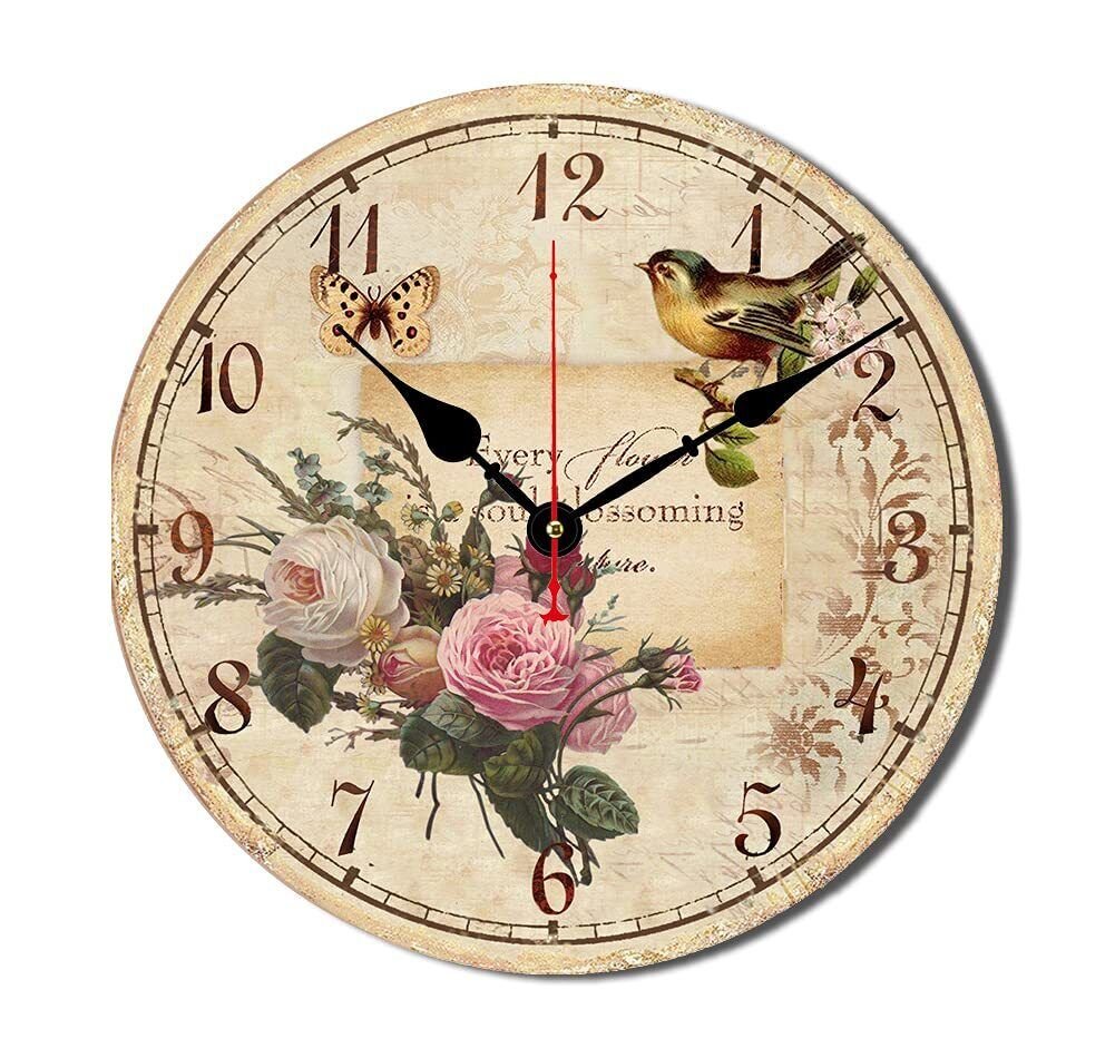12 Inch Wood Wall Clock Silent Non-Ticking Wall Clocks for Office,Bathroom,Li...