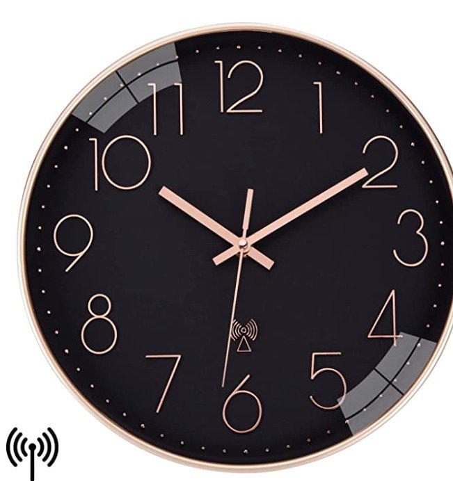 12" Radio Wall Clock Atomic Wall Clock Battery Operated Kitchen Wall Clocks