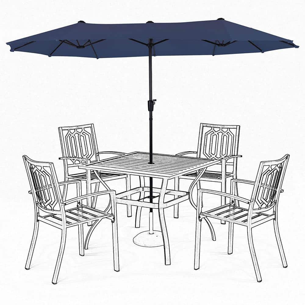 13 ft. Outdoor Market Double Sided Double Patio Umbrella with Crank Strong...