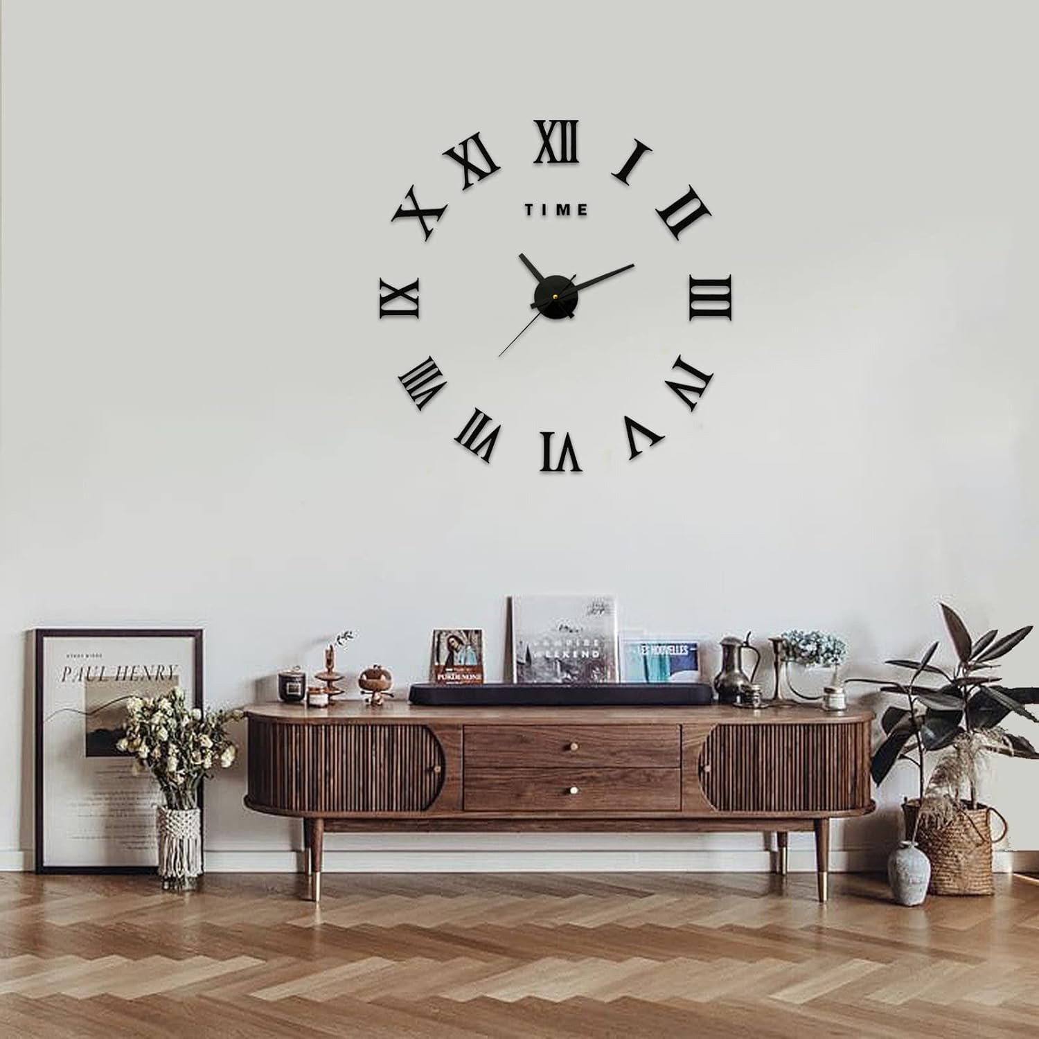 14-20 Inch DIY Wall Clock, Roman Numerals, Frameless Mirror, Small Wall Clock, H