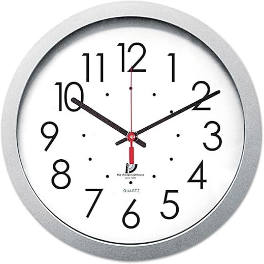 14.5" Silver Contemporary Commercial/Residential Quartz Movement Wall Clock