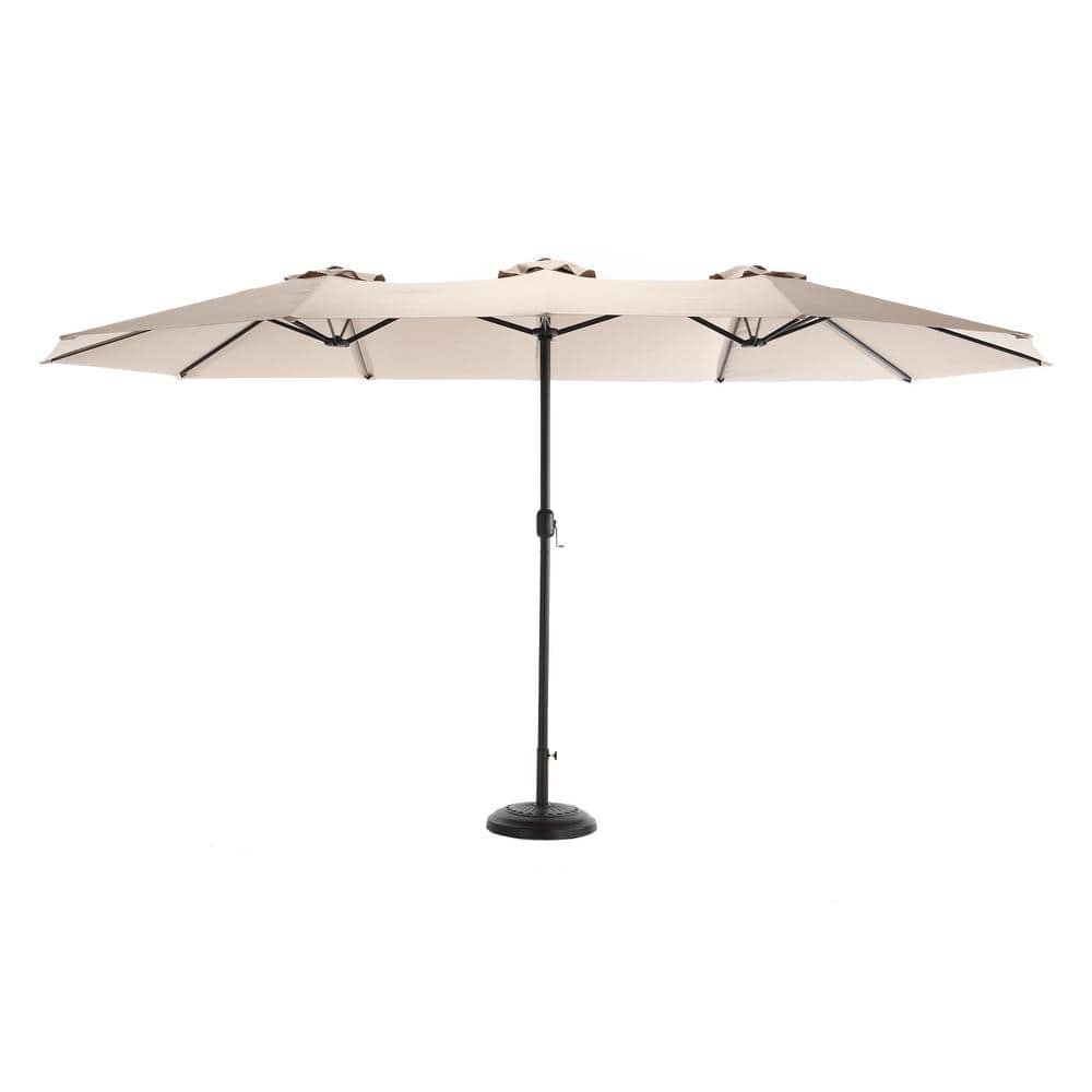 14.8 ft. Double Sided Outdoor Umbrella Rectangular Large with Crank ( khaki...