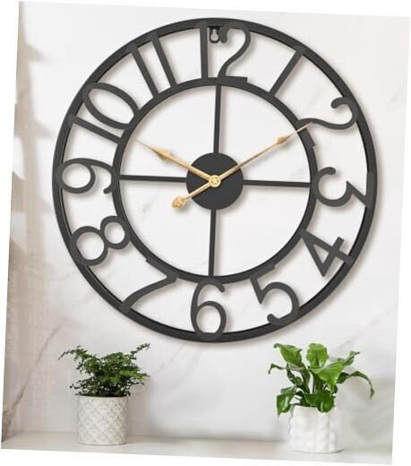 14 Inch Large Wall Clocks for Living Room Decor,Big Silent 35cm Black Arabic