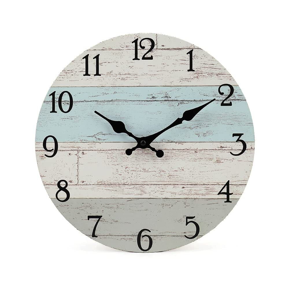14 Inch Wooden Decorative Round Wall Clock Rustic Country Tuscan Style Wooden Ho