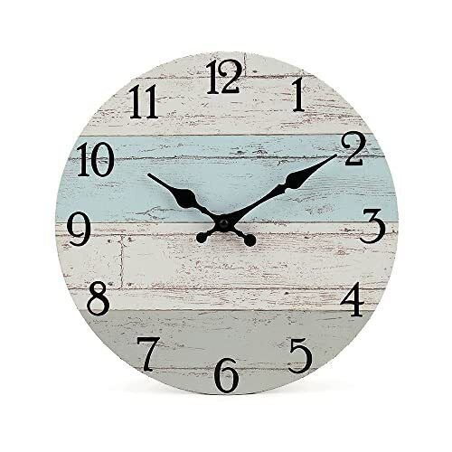 14 Inch Wooden Decorative Round Wall Clock Rustic Country Tuscan Wooden Home ...