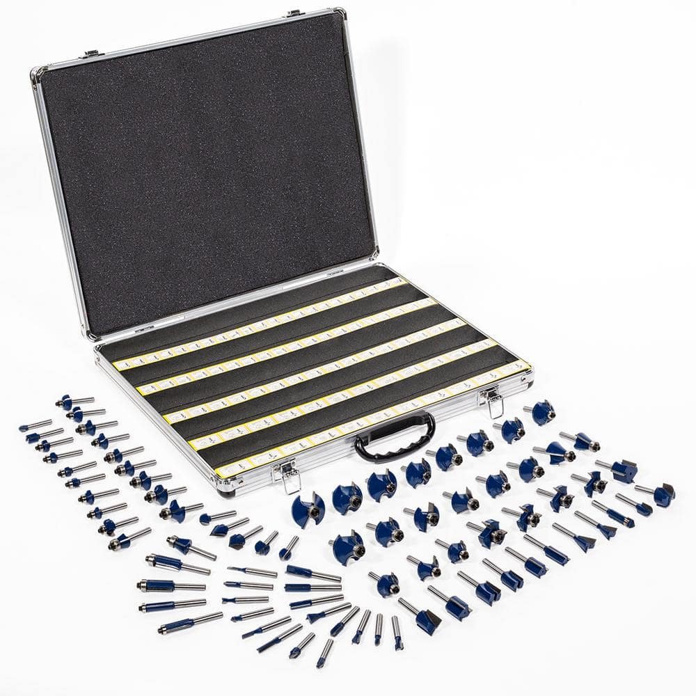 1/4 in. Tungsten Carbide 3-Blade Router Bit Set (80-Piece)