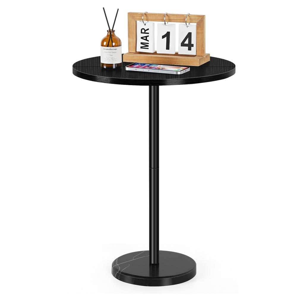 15.7 in. D x 21.2 in. H Round Table Black Side Table...
