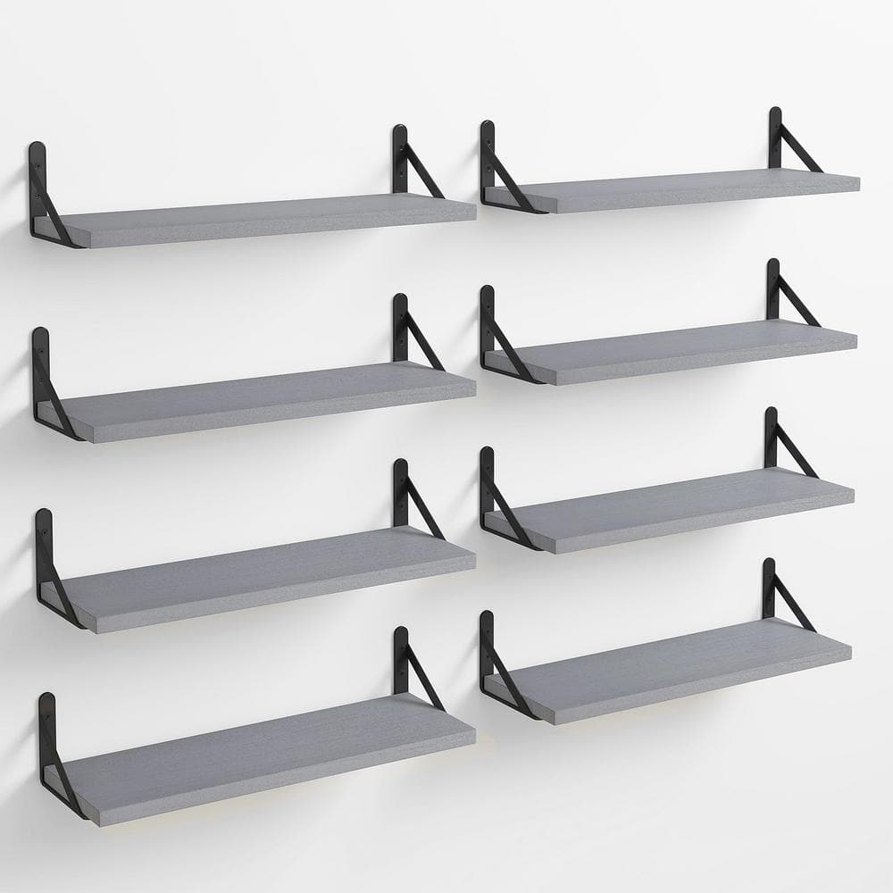 15.7 in. W x 4.7 in. D Grey Rustic Decorative Wall Shelf...