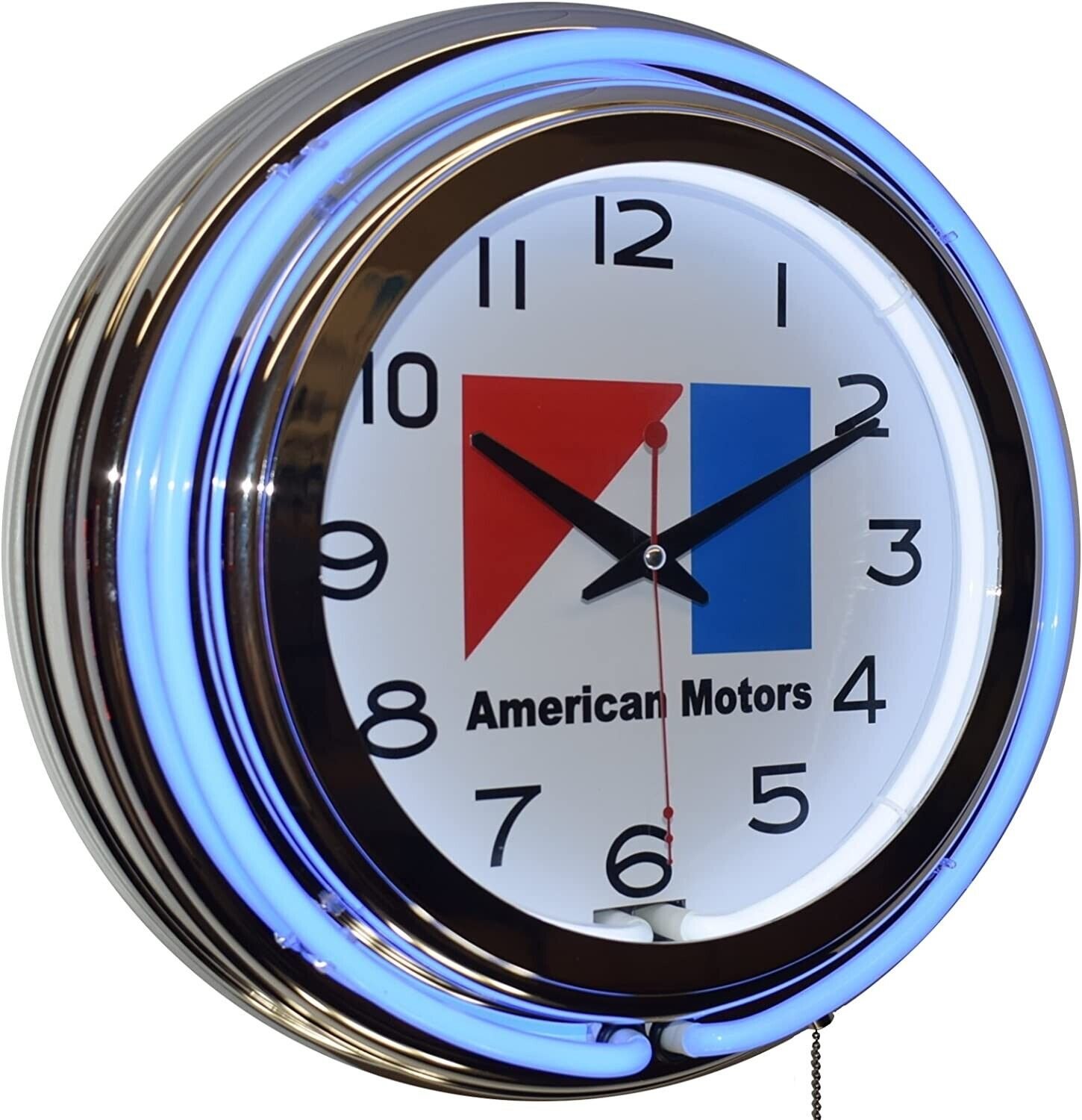 15" AMC American Motors Corp Sign Blue Double Neon Clock