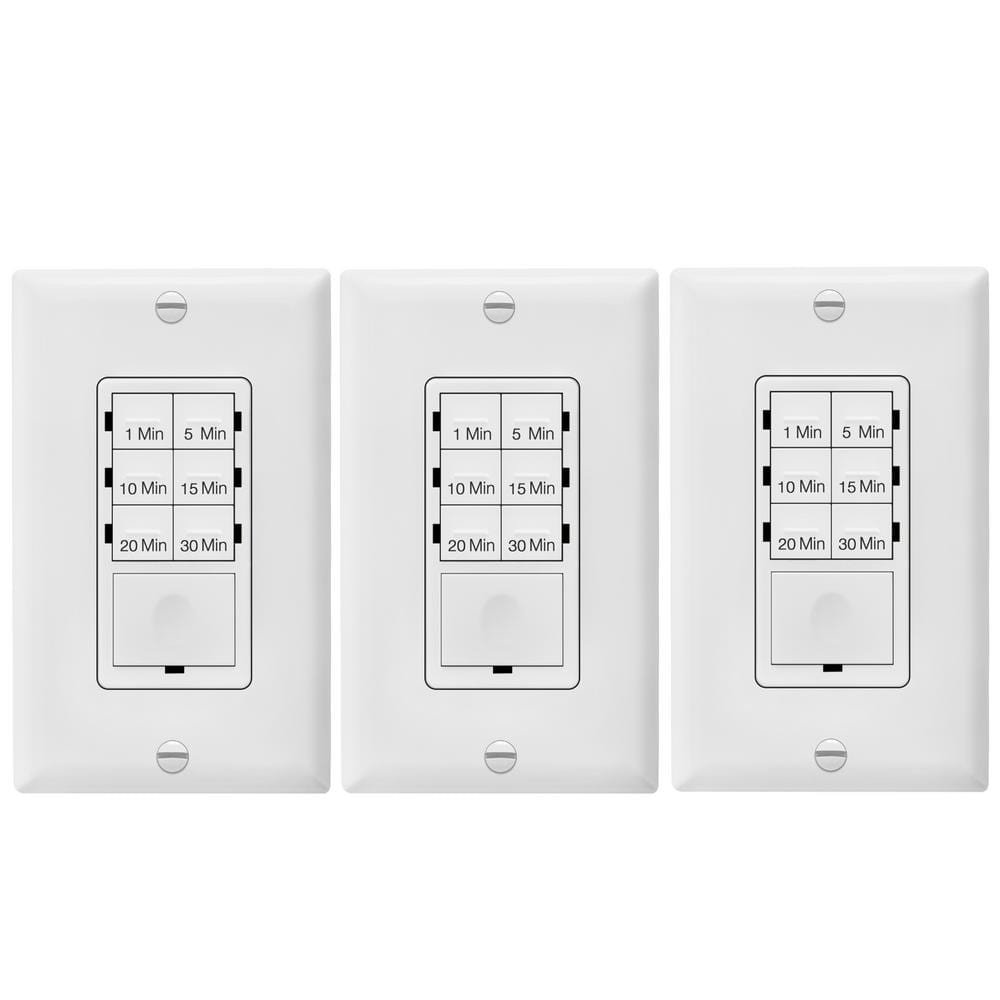 15 Amp 30-Minute Indoor In-Wall Push Button Countdown Timer Switch with Wall...
