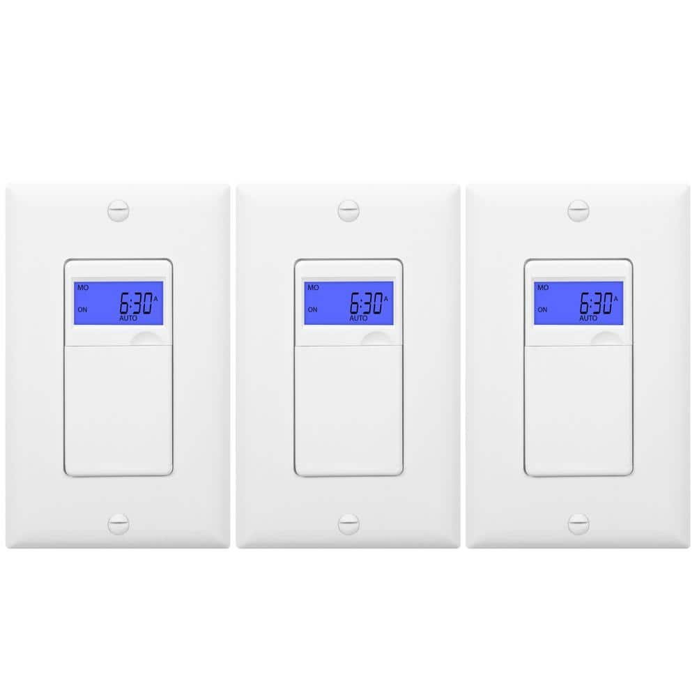 15 Amp 7-Day In-Wall Programmable Indoor Digital Timer Switch with Wall Plates,...