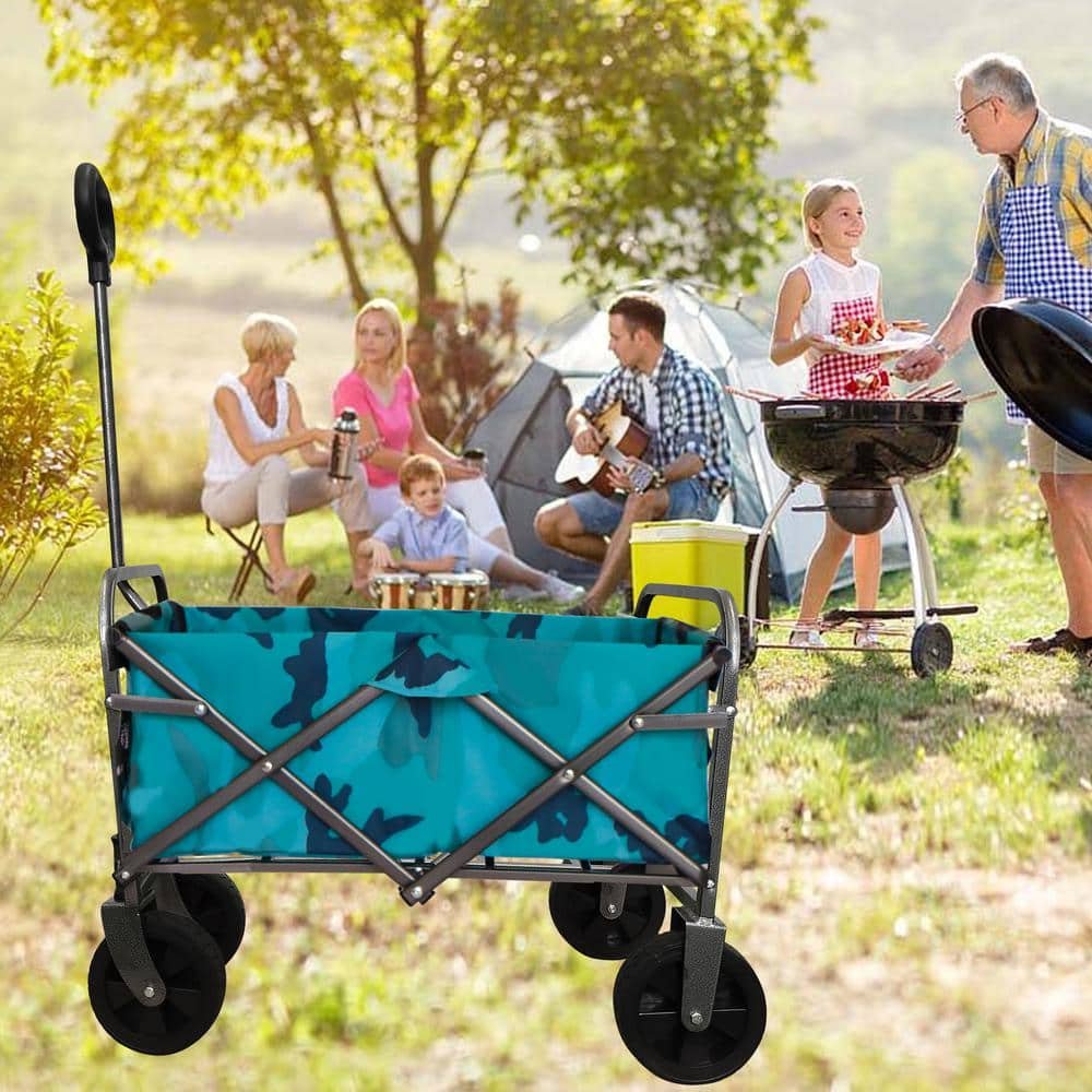 1.5 cu. ft. Steel Wagon Cart Collapsible Cart Portable Foldable Outdoor Utility...