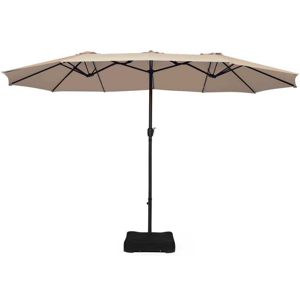 15 ft. Double Sided Outdoor Market Patio Umbrella in Beige