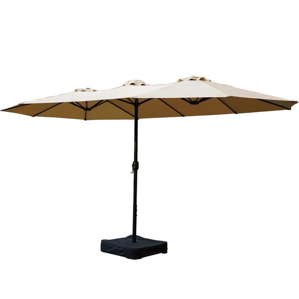 15 ft. x 9 ft. Market Double-Sided Patio Umbrella Outdoor Table Garden...