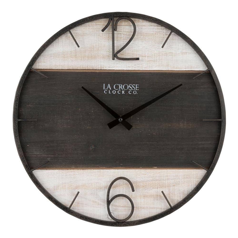 16-Inch Ironwood Metal/Wood Quartz Analog Wall Clock