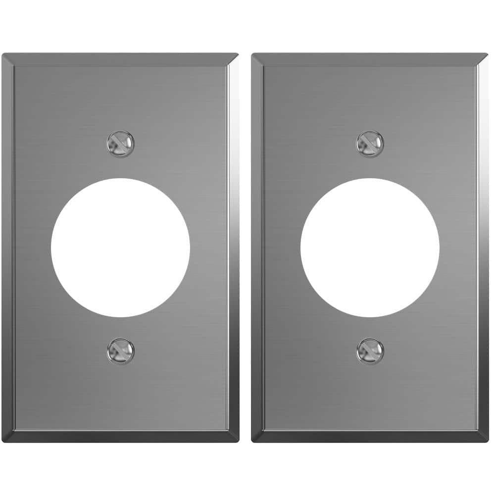 1.60 in. Hole Single Locking Receptacle Outlet Stainless Steel Wall Plate (2-Pack)