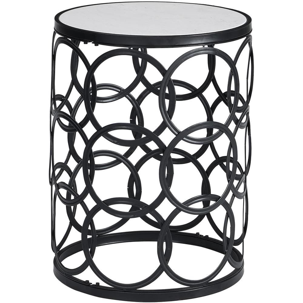 16.75 in. x 16.75 in. x 22 in. Round Metal Black Interlocking...
