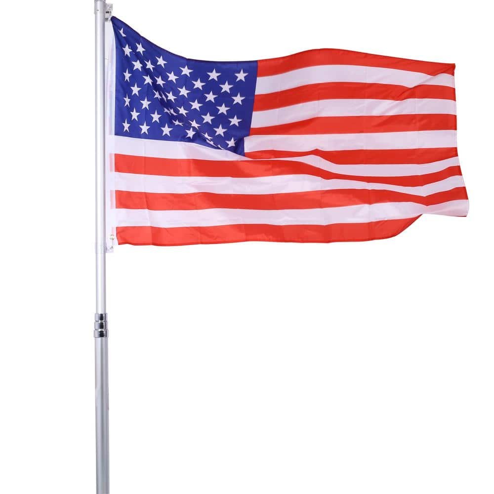 16 ft. Sectional Aluminum Flagpole with 3 ft. x 5 ft. U.S....