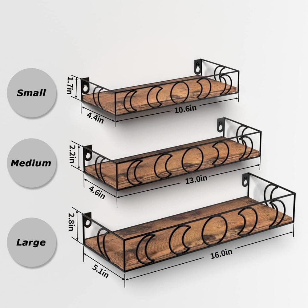 16 in. W x 5 in. D Black Moon Phase Decorative Wall...