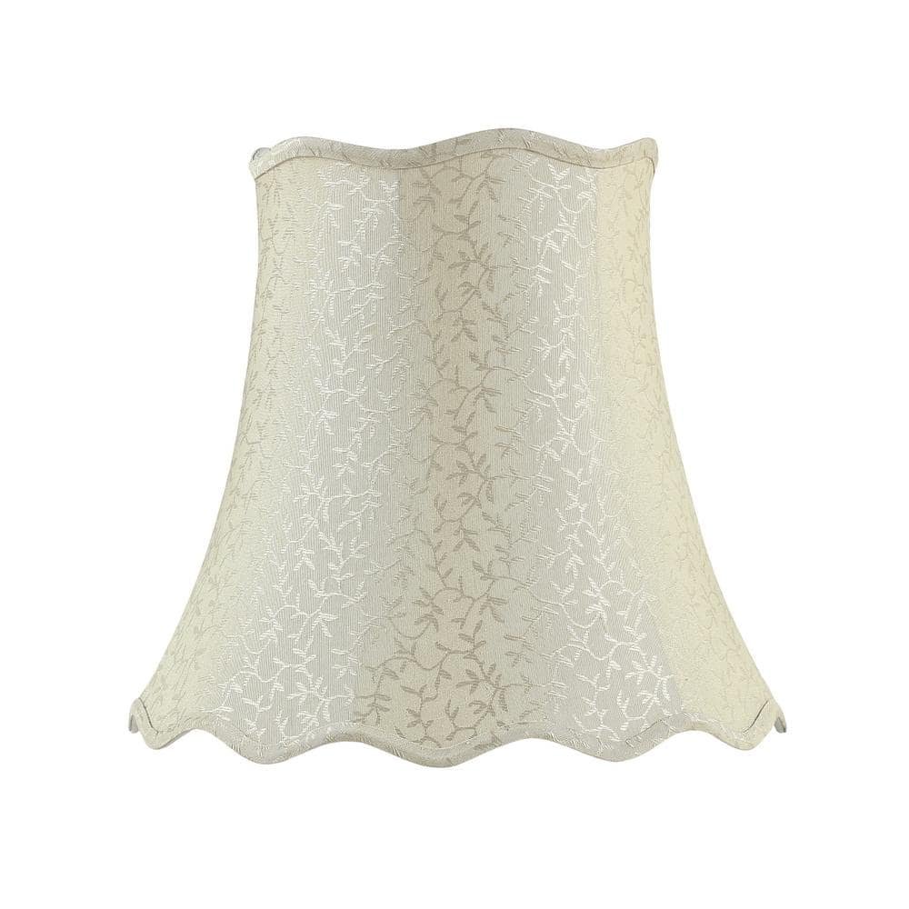16 in. x 15 in. Beige with Vine Leaf Design Bell Lamp...