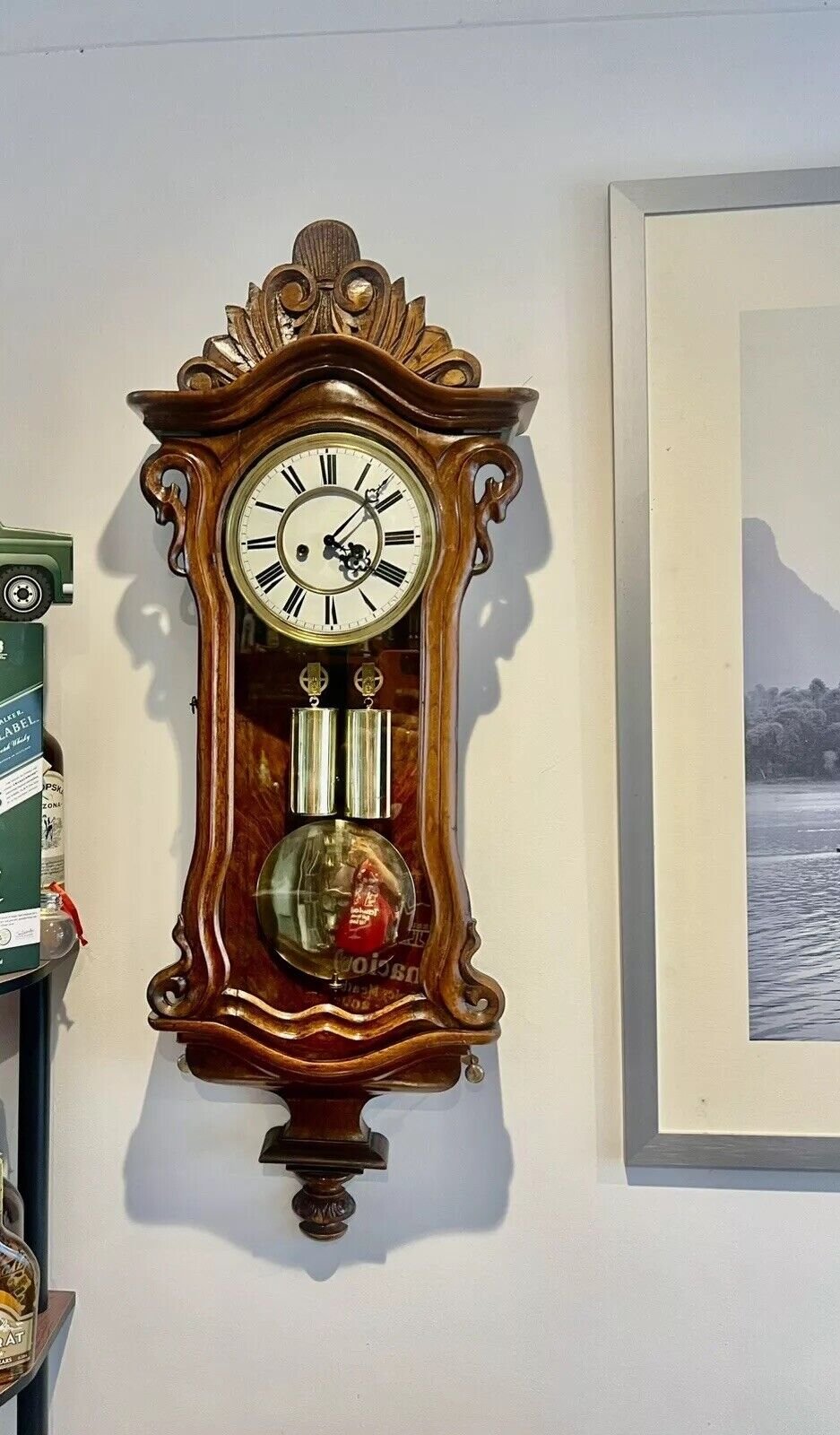 1860 Austrian Vienna Dwarf Clock By W. SCHÖNBERGER Solid Walnut Case 2 Train