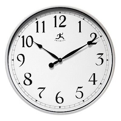 18" Silent Movement Wall Clock Silver - Infinity Instruments
