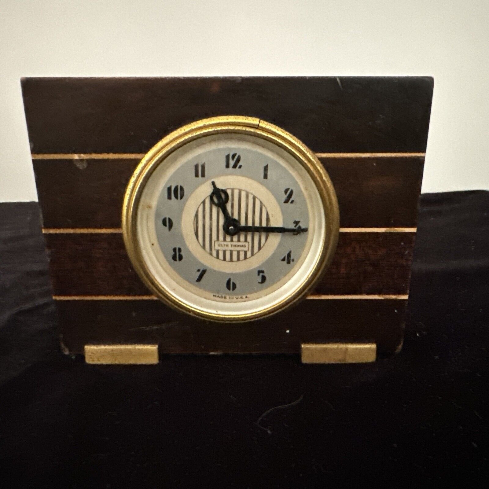 1930's Seth Thomas Art Deco Dark Walnut Collector's Table Clock