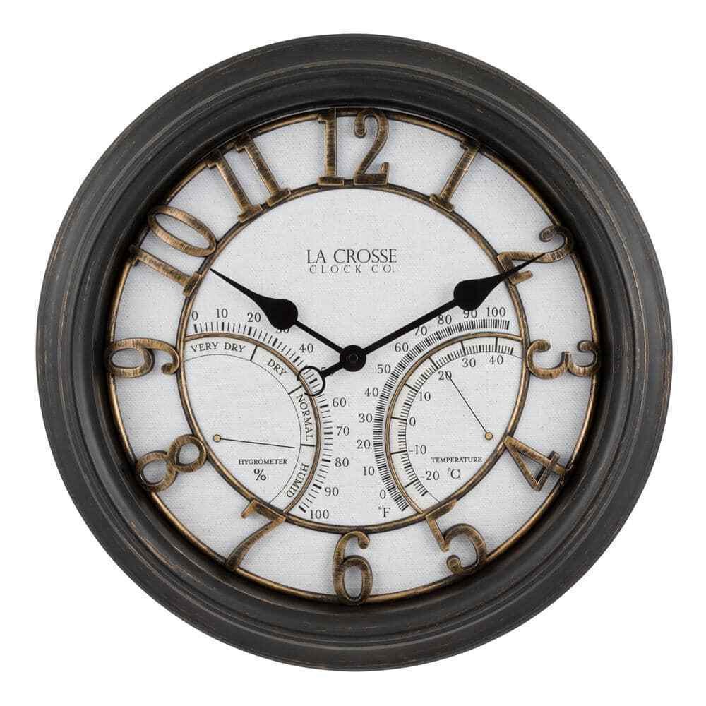 19.7 in. Indoor/Outdoor Courtyard Oil-Rubbed Bronze Quartz Analog Wall Clock