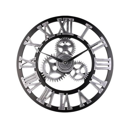 1Pc 34cm Industrial Gear Wall Clock Decorative Wall Clock Industrial Style Wall Clock Without Battery (Silver)