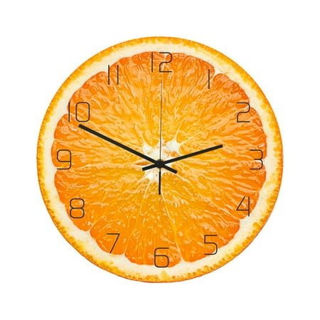 1 Pc Orange Fruit Wall Clock Mute Round Acrylic Living Room Clock