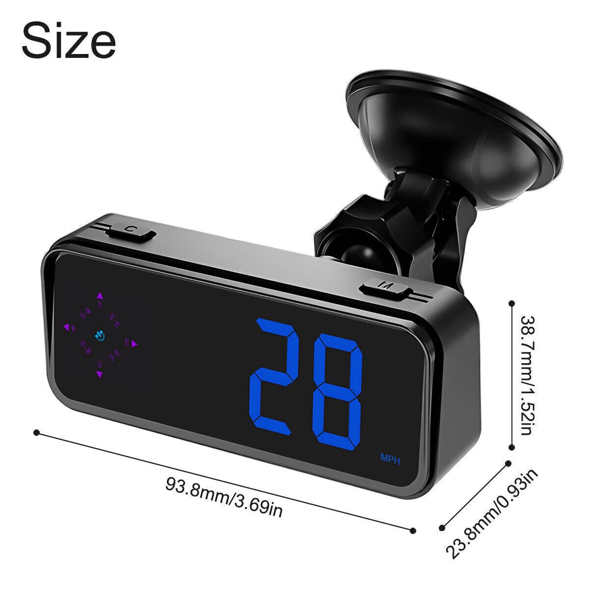 1PCS Mini LED Digital Speedometer GPS Car HUD Head Up Display MPH/KMH Universal