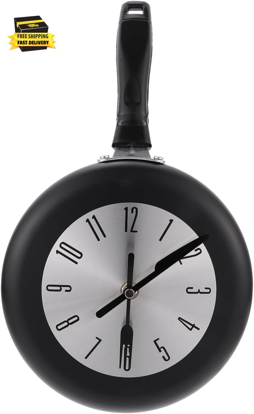 1 Set Pan Wall Clock Mute Hanging Movement Clock Coffee Wall Clocks for Kitchen
