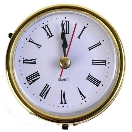 2-1/2 (65mm) QUARTZ CLOCK UP/Insert, Gold Trim, Roman D0O9 Faces Numeral, T6C2 White N6E7 R8N7 K5Z1