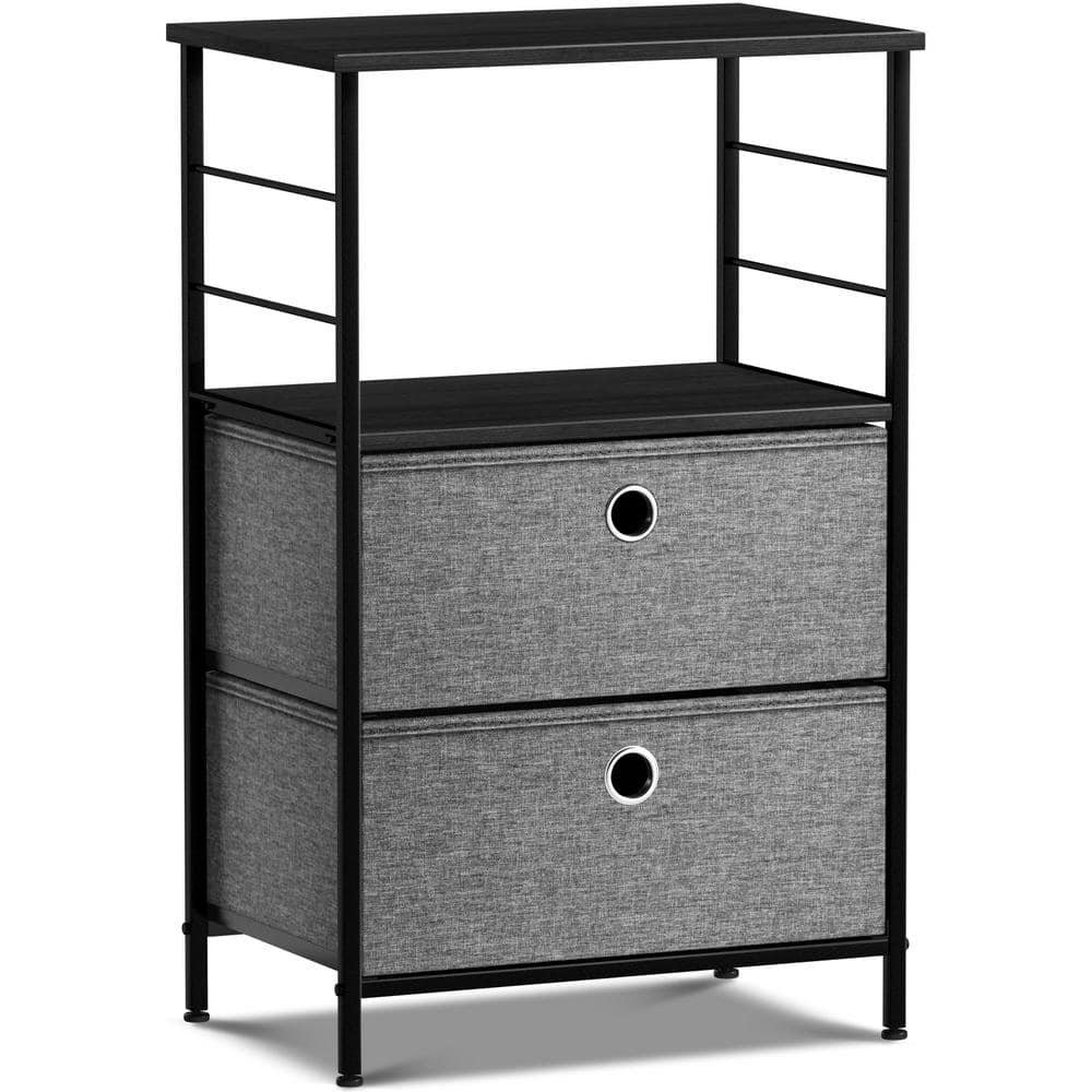2-Drawer Black Nightstand 33.75 in. H x 21.62 in. W x 11.75...